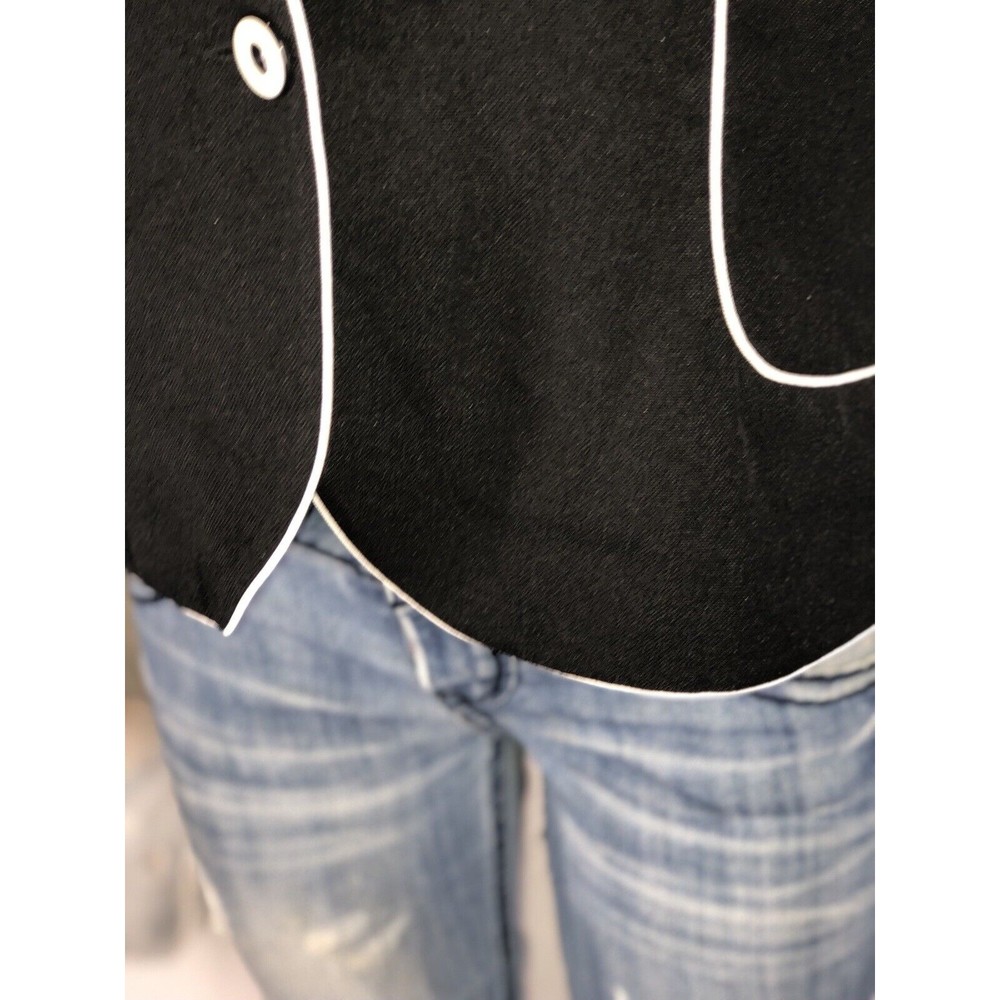 Perceptions Womens Blazer Jacket Sz  16 Black Button-Up Short Sleeve - Picture 6 of 8